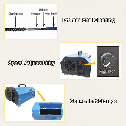 INTBUYING Chiller Condenser Tube Cleaning Machine, 110V/220V Heat Exchanger Tube Cleaner Machine, with Water Spray Rotary Brush, Portable Copper Pipe Cleaner for 0.6-0.7 Inch Pipe Diameter