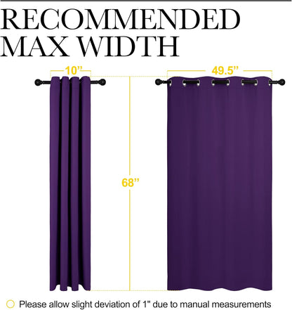 NICETOWN Thermal Insulated Blackout Curtains - Triple Weave Solid Ring Top Drapes for Bedroom | Set of 2, 55 x 68 inches, Royal Purple