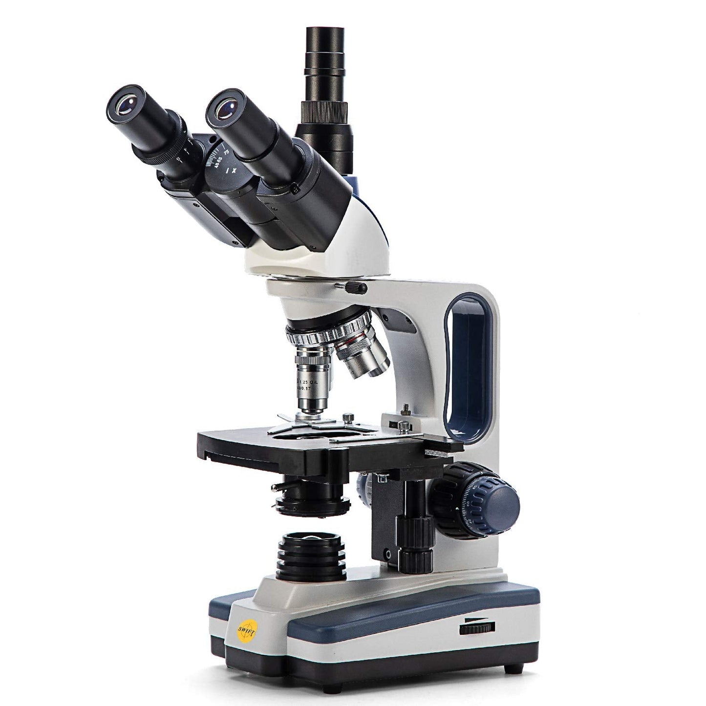 Swift Compound Trinocular Microscope SW350T,40X-2500X Magnification,Siedentopf Head,Two-Layer Mechanical Stage,with Swiftcam 5 Megapixel Camera and Software Windows/Mac/Linux and USB 3.0 Cable