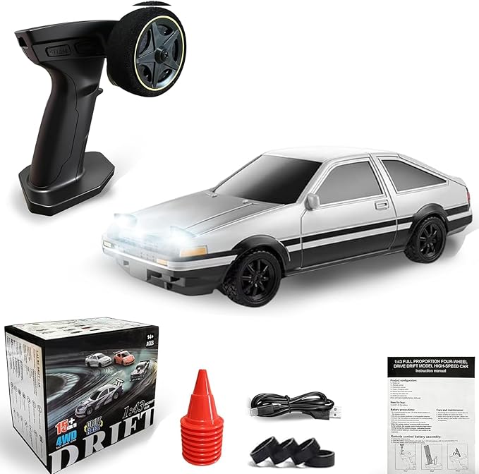 1/43 Mini RC Drift Car with Gyroscope 2.4GHz 4WD Full Proportional High Speed Micro Hobby RC Cars with Lights Racing Tires Fast Small Remote Control Car Toy Model Gift for Adults Kids Boys Girls