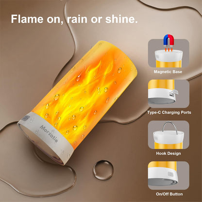 Upgraded LED Flame Light, Rechargeable Flame Lamp with Remote & Timer, 4 Modes Upside-Down Effect, Waterproof Battery Operated Dimmable Flameless Candles for Camping Indoor Outdoor Decor, 2 PCS
