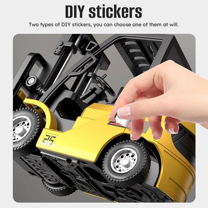 1/64 Mini RC Forklift Toy10 Channel 2 Mode Remote Control Forklift Truck with Rechargeable Battery 2 in 1 Transformable Lift Fork &amp Hook with Lights &amp Sounds Gift for Adults Kids Boys Girls