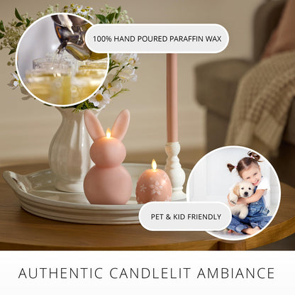 Luminara Flameless Candle Crystal Beads Glitter Sphere, Unscented Real Wax LED Candle, Timer, Holiday Decoration Centerpiece (Dusky Rose Floral)