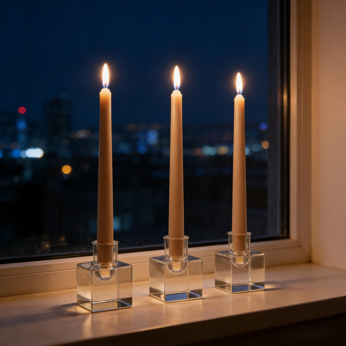 12-Pack Light-Mocha Taper Candles, 10 Inch Unscented Dripless Candlesticks, Long-Lasting Burn Time of 7-8 Hours, Perfect for Home Décor, Weddings, and Events