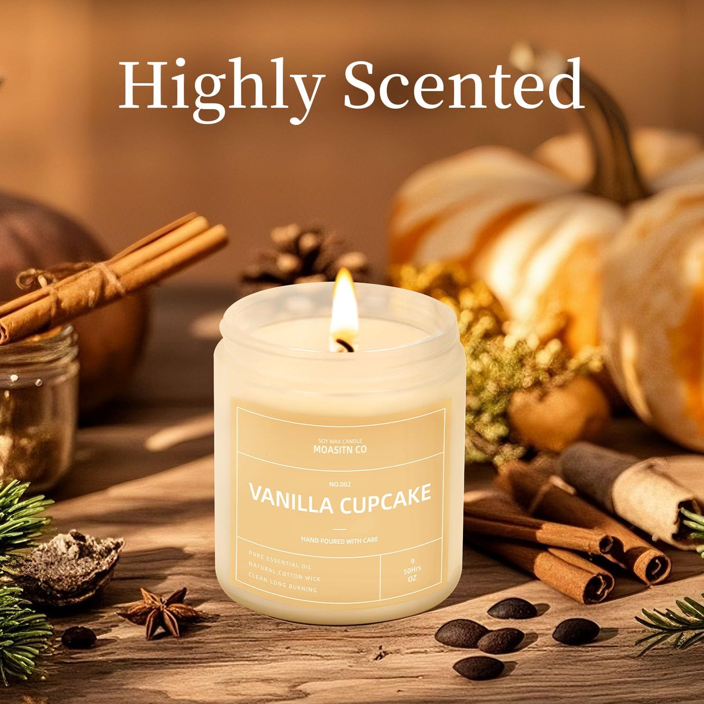 Vanilla Cupcake Candle for Home Scented| Natural Soy Non Toxic Candles| Long Clean Burning Aromatheraphy Jar Candel| Women,Men Gift for Autumn,Winter, Halloween,Thanksgiving,Relaxing| 9oz