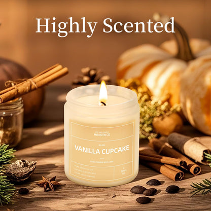 Vanilla Cupcake Candle for Home Scented| Natural Soy Non Toxic Candles| Long Clean Burning Aromatheraphy Jar Candel| Women,Men Gift for Autumn,Winter, Halloween,Thanksgiving,Relaxing| 9oz