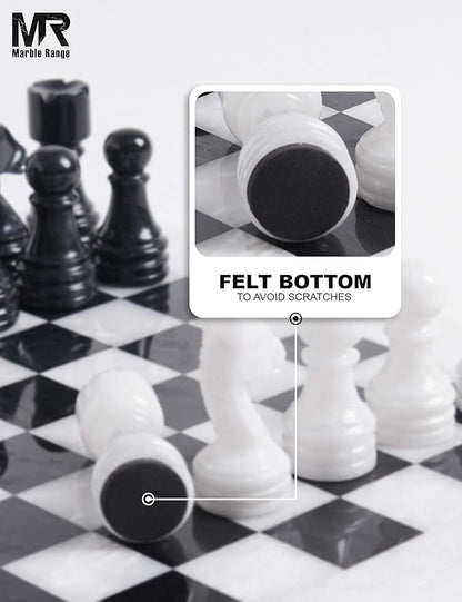 Marble Chess Set for Adults 12 Handmade White &amp Black Board Game with 32 Chess Pieces 2 Extra Queens &amp Storage Box Luxury Travel Game Elegant for Home Decor