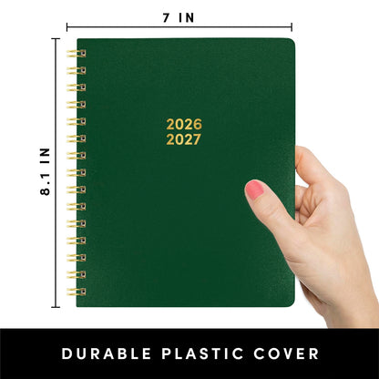 PAPERAGE Academic Planner, Weekly & Monthly Planner & Calendar, 12-Months, July 2026 - June 2027, (7" x 8"), School & Student Planning Agenda with Tabs, Bonus Pages & Inner Pocket, Dark Green