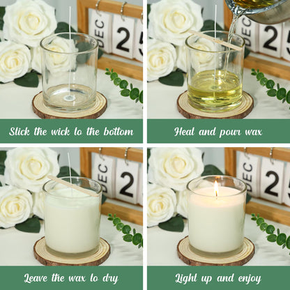 SUPMIND 12 Pack 14 fl.oz Glass Candle Jars - Clear Empty Glass Vassels with Bamboo Lids, Bulk Candle Containers Jars for Making Candles 12 14 fl.oz