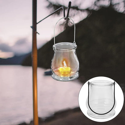 Cabilock Candle Holder with Handle 4-Pack Glass Tea Light Candle Stands Indoor Outdoor Home Decor for Weddings Parties Succulents Hydroponic Planters