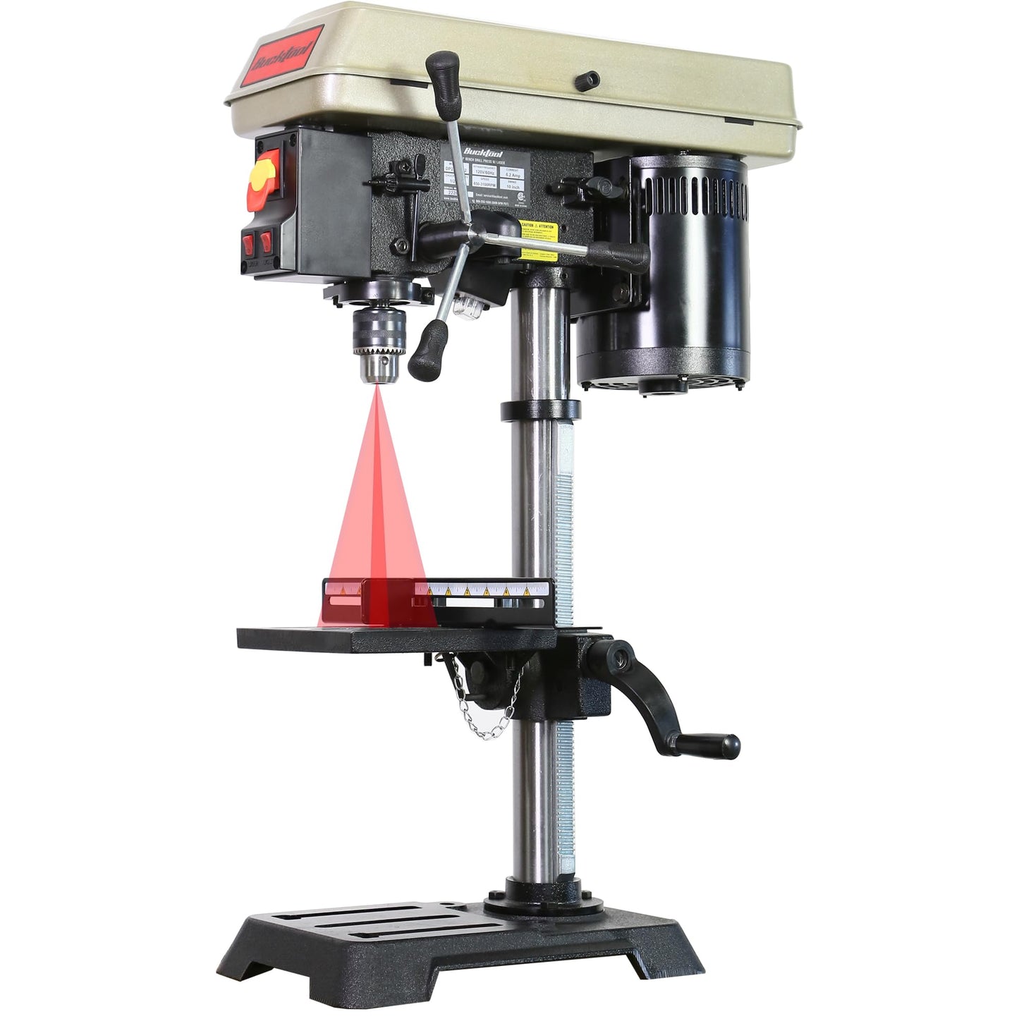 BUCKTOOL 10-Inch Drill Press 6.2 Amp 3/4 HP Bench Drill Press 5-Speed Benchtop Drilling Machine with LED Work Light
