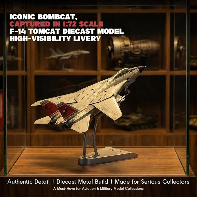 F-14A Tomcat 1/72 Metal Airplane Model Kits with Stand VFA-31 Tomcatters DieCast Alloy Fighter Model Jet Replica Pre-Build Military Aircraft Collection for Display or Gift