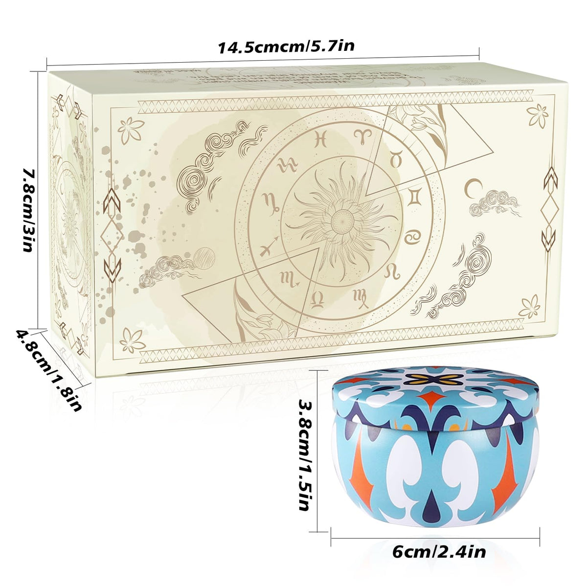 2 Pack 2.2-Ounce Scented Jar Candles - Victoria Style - Perfect for Travel, Yoga, Bathing- Vibrant Colorful Iron Can Jars Candles(Lavende& Peppermint)