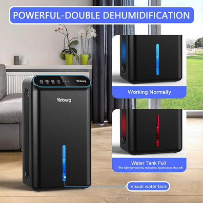 Dehumidifier for Basement (85 OZ, 800 sq ft) Quiet Dehumidifiers for Home, Auto Shut-Off, Sleep Mode, 3 Gear Timer(8H,16H,24H), Small Dehumidifier for Bedroom, Bathroom with Drain Hose(Dark Black)
