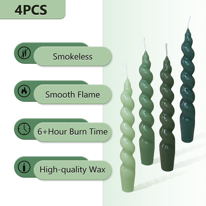 Spiral Taper Candle Twisted Candlesticks Dinner Candles Green Candle Stick Unscented Candles for Home Décor Weddings Festive Seasons Holiday