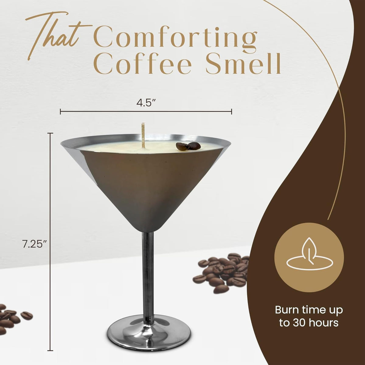 Dough Bowl Candle Co. Coffee Candle - 7.25" x 4.5" Espresso Martini Coffee Scented Candles, Stainless Steel Vessel for Men and Women, 100% Soy Wax, 10 oz. with 20 Hour Burn Time, Cotton Wick