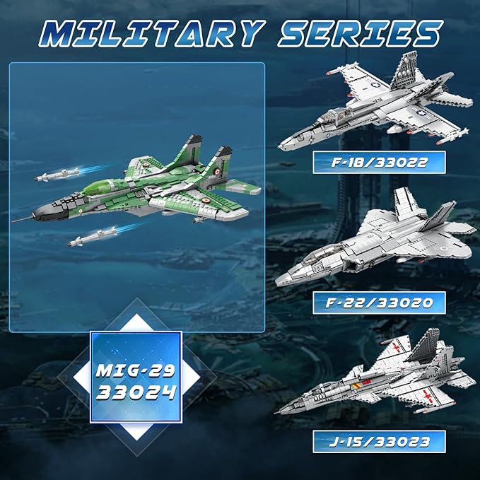 Reobrix Fighter Jet Building Sets for Adults Military Fighter Display Model 33024 Technical Military Plane Collectible Set Toys Gifts for Aviation Fans Boys Girls 14+ (1387 PCS)