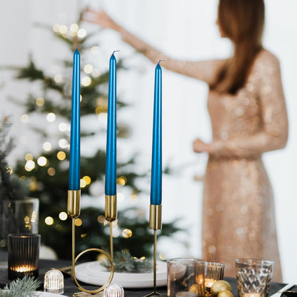 10 Inch Taper Candle, Set of 12,Tapered Candles Burn for 7 Hours, Long Sticks,Tall Candlesticks, Dinner Party, Wedding, Halloween (12pcs, Blue)