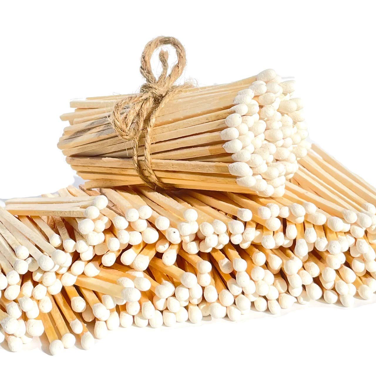 3.75" White - 100 Color Safety Matches Bundle (3.75 inches) - Free Striker! - Replacement Refill Long for Fireplace Candles - Wooden Wood Match Sticks