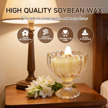 Joo Sko Petal Bowl Shape Soy Wax Magnolia Scented Candle, Aromatherapy Jar Candles for Home Scented or As a Christmas Holiday Candle Gift for Your Lover(7OZ/48Hours Burning)