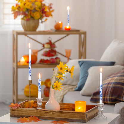 Conelist 4 Pcs Chinoiserie Taper Candles Blue and White Decorative Chinoiserie Porcelain Candlesticks 10 Inch Long Unscented Bridal Wedding Shower Candles for Christmas Party Gift Home Decor