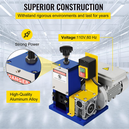 Vevor Automatic Electric Wire Stripping Machine 0.05"-0.98",Portable Dark Blue Wire Stripper, Wire Stripping Machine Tool for Scrap Copper Recycling (Dark Blue): Tools & Home Improvement