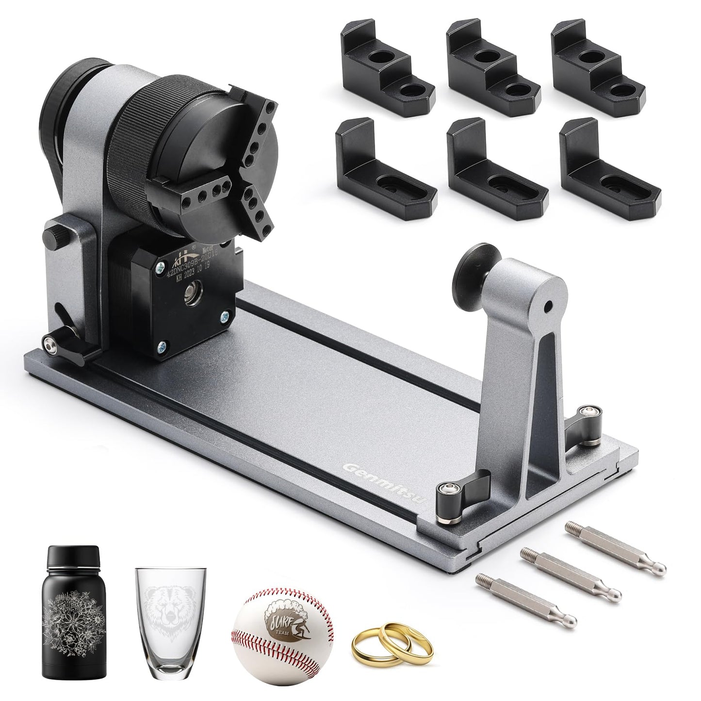 Genmitsu Kintix Laser Engraver 10W 10000mW + MD18 Rotary Roller, 90000mm/min Ultra Fast Galvo Laser with Auto-Lifting, 200x100mm Large Area for Jewelry, Metal, Wood, Class 1 Safety