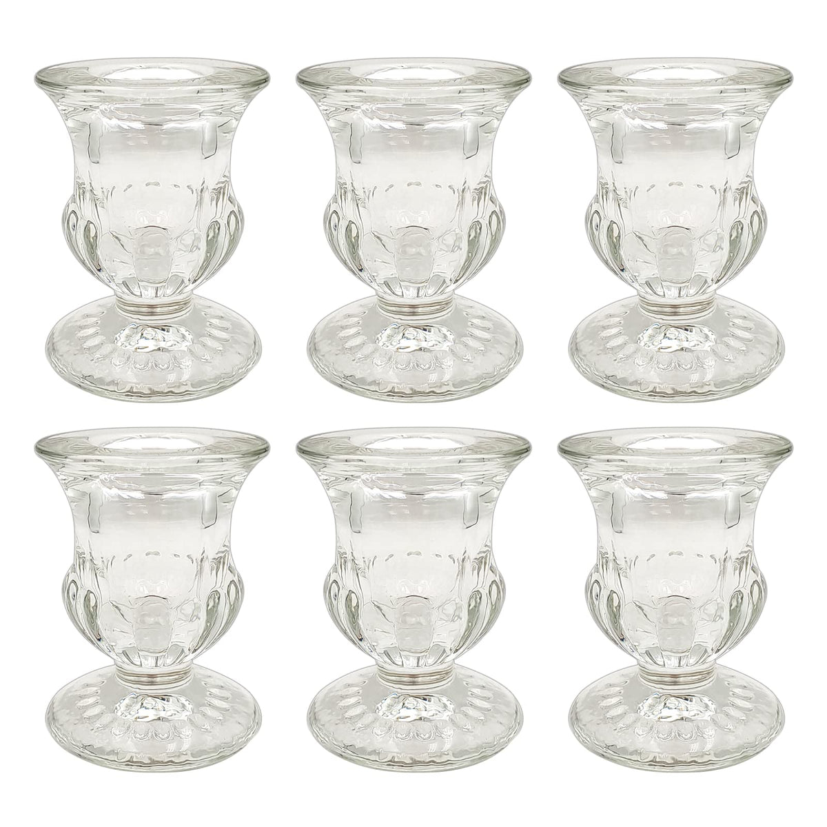 6 PCS Glass Candlestick Holders, Taper Candle Holders for Taper Candles Small Table Centerpiece Decor, Thick Glass Candle Holders for Rustic Wedding Centerpieces, Party Supplies