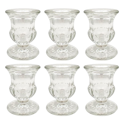 6 PCS Glass Candlestick Holders, Taper Candle Holders for Taper Candles Small Table Centerpiece Decor, Thick Glass Candle Holders for Rustic Wedding Centerpieces, Party Supplies