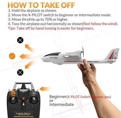 VOLANTEXRC RC Glider Plane 4CH New Version Remote Control Airplane with 6-Axis Gyro for Beginners 3 Flight Modes &amp Aerobatics 2.4G RC Plane for Adults 23.6 * 18.1 inches White