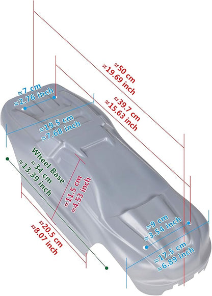 SummitLink Custom Body Muddy Blue Over Black Style Compatible for E-Revo 1/10 Scale RC Car or Truck (Truck not Included) ER-BB-01