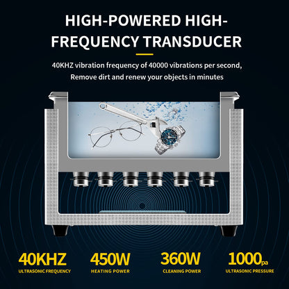 ACMESONIC Ultrasonic Cleaning Machine 15L Digital Ultrasonic Parts Cleaner with Timer 40kHz SUS 304 Stainless Steel Lab Sonic Cleaner for Professional Tools,Metal Parts,Jewelry,Eyeglasses
