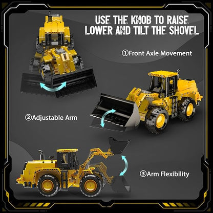 Mould King 17084 Wheel Loader Building Block Set Engineering Vehicle Toy to Build Bulldozer Model as Collectible and Display (910 Pieces)