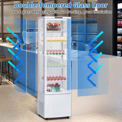 SierraSquad 10.9 Cu.ft Commercial Display Refrigerator Case, Refrigerator Pastry Display Case with Adjustable Shelves, LED Lighting & Auto Defrost, Double-Layered Glass, for Bakery, Cafe, Restaurant