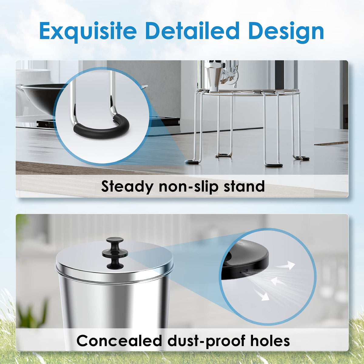 Waterdrop TK-S Gravity Water Filter System, NSF/ANSI 42&372 Standard, Stainless-Steel Water System with 2 Filters, Sight Glass Spigot and Stand, Reduces Chlorine and Lead, 2.25G