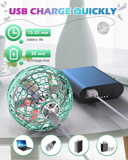 ATHLERIA Green Magic Flying Orb Ball with LightsCool Stuff Gadgets Christmas Birthday Gift Ideas for Boy Girl Teen 6 7 8 9 10+ YearIndoor Outside Hover Boomerang Mini Drones