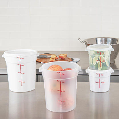 Restaurantware-Met Lux 4 Quart Food Storage Container, 1 Translucent Storage Container - Lids Sold Separately, Red Volume Markers, Dishwashable Container, Side Handles, For Storing Foods