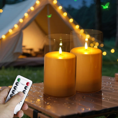 NICEME 7" x 4" Large Waterproof Outdoor Flameless Candles with Remote Control and Timer, Acrylic Outdoor Flickering Candles Battery Operated for Indoor Outdoor Lanterns Patio Porch, Long Lasting 2PCS