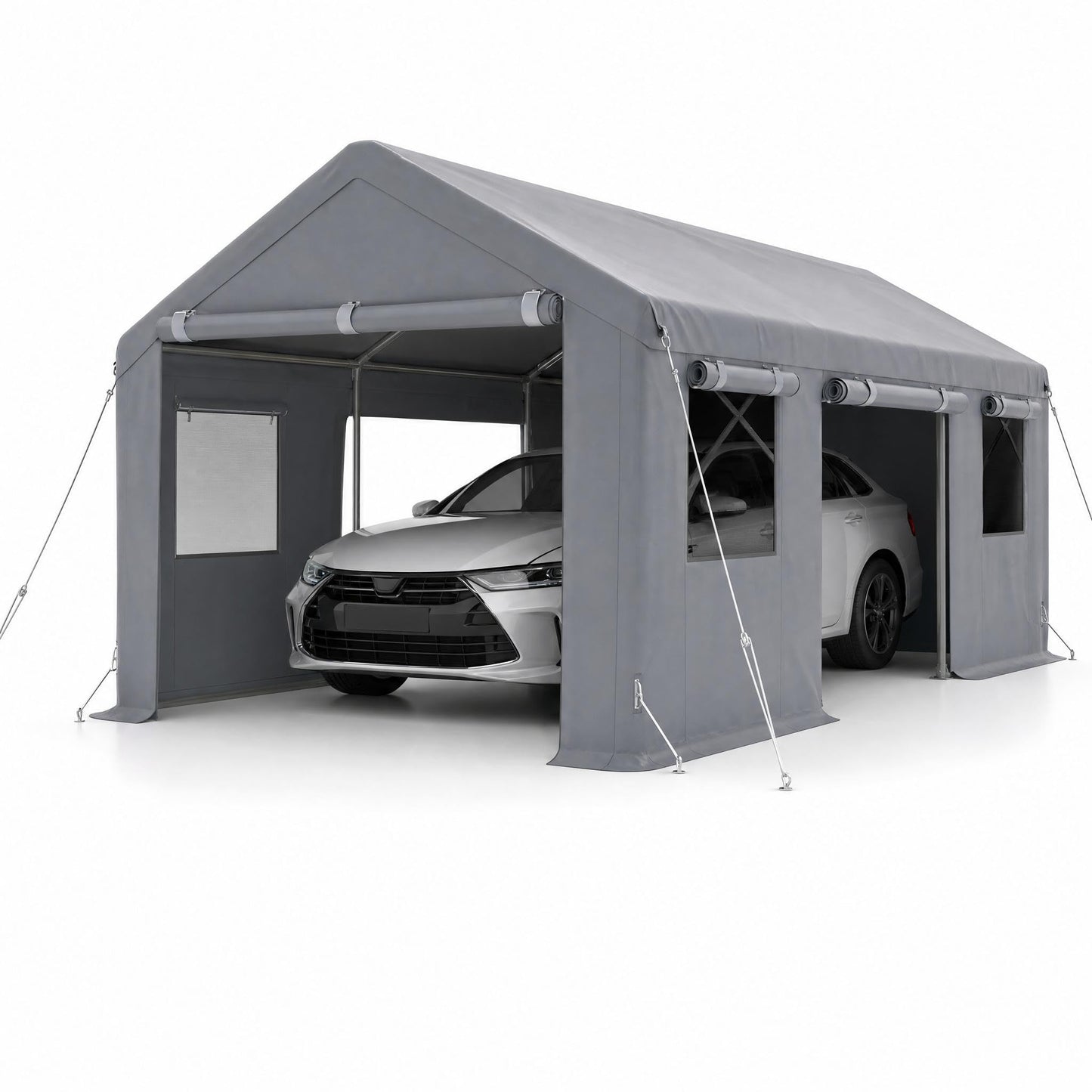 Takywep 13x25 FT Carport Canopy, Heavy Duty PE Car Shelter with Reinforced Steel Frame, Waterproof Outdoor Car Canopy for Vehicle, SUV, Truck, Boat, RV Parking, Gray