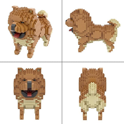 Larcele Micro Building Blocks Animal Set DIY Mini 3D Building Toy Bricks768 Pieces KLJM-05(Chow)