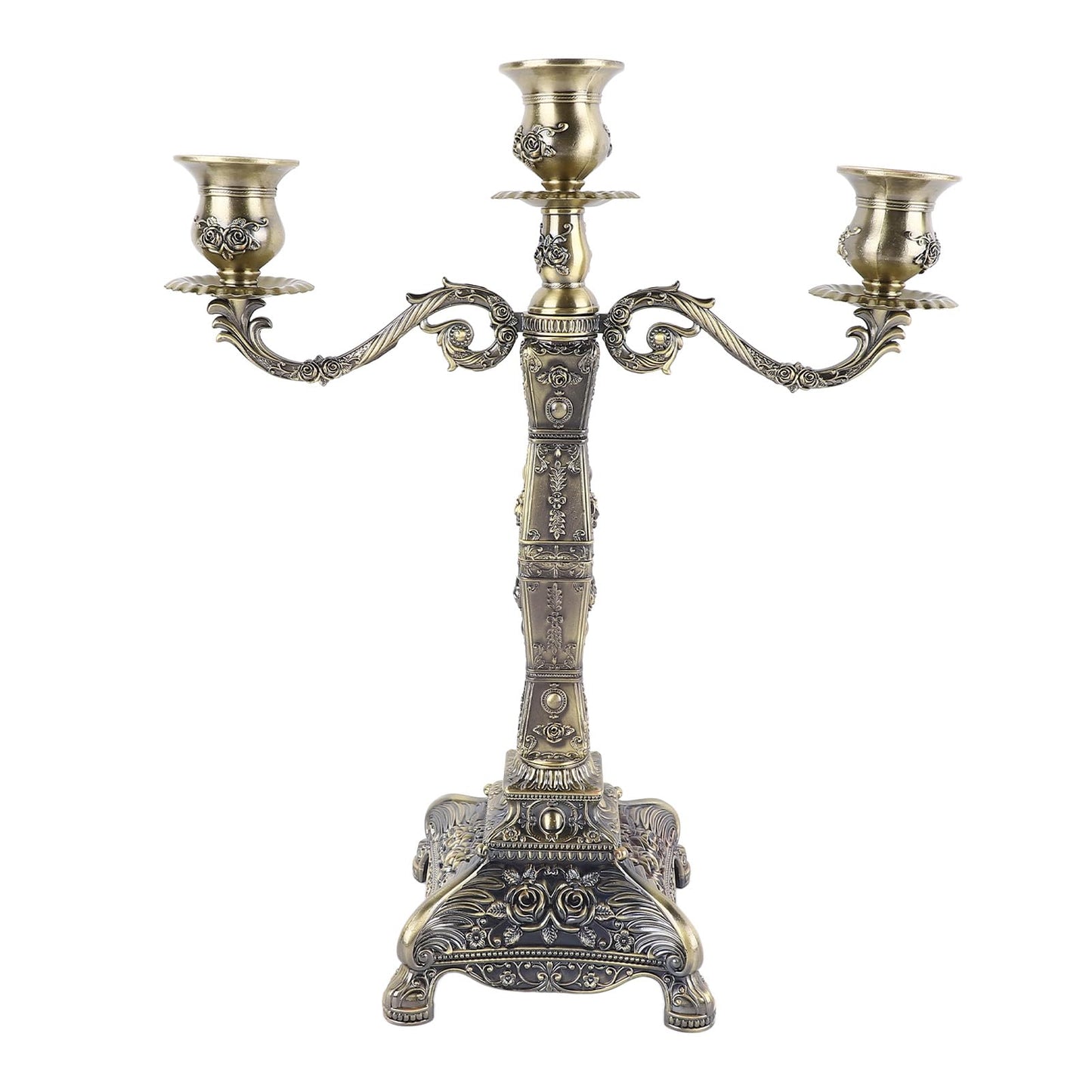 HKINBAS Craft Collection Fit for Metal Arms Candelabra European Style Retro Candlestick Holder Romantic Candle Holder Decoration for Wedding Dinner Party Decoration (Bronze Three Heads)