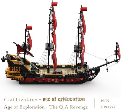 JMBricklayer Pirate Ship Building Sets for Adults 40107 Queen Anna's Revenge Pirate Ship Building Blocks Construction Set Ship Collection Display Office Room Decor Gifts for Kids Teens Boys 8+