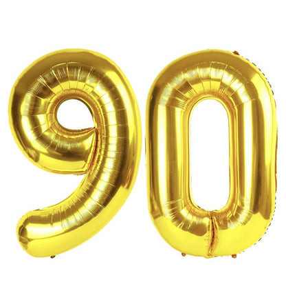 Gold Number 90 Balloon 40 inch, 90 Number Balloons, 90th Gold Birthday Decorations, 90 Year Old Women Men Golden Party Supplies