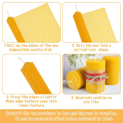 Oungy 24pcs Beeswax for Candle Making DIY Candle Making Kit Beeswax Sheets Include Cotton Wick, 8x8 inch