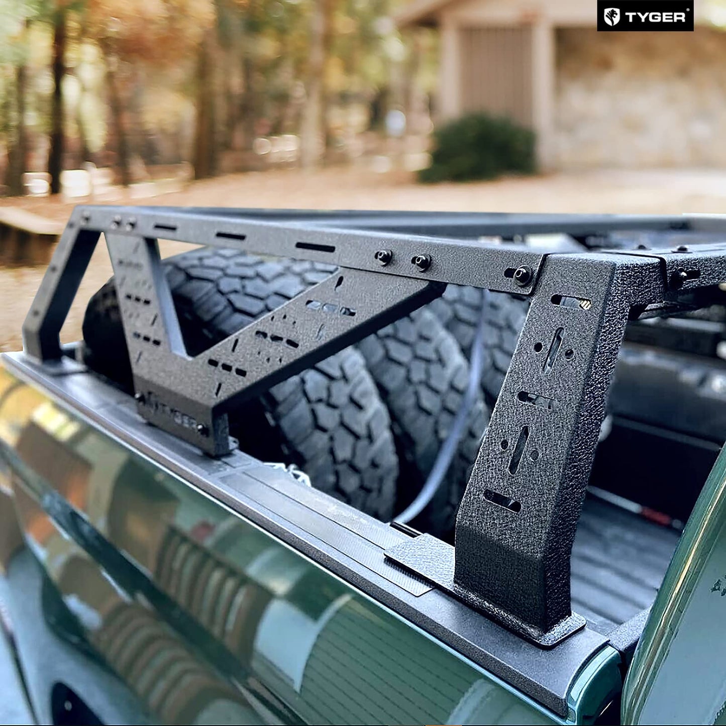 Tyger Auto Plate Style Overland Bed Rack for Full-Size Pickup Trucks | Compatible with Ram 1500 & HD, Ford F-Series, Silverado, Sierra, Titan & XD (see image for size chart) | TG-BK2U55637, Black