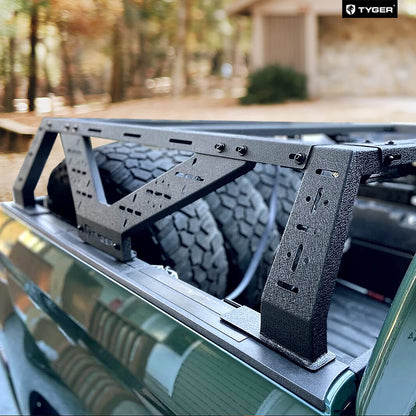 Tyger Auto Plate Style Overland Bed Rack for Full-Size Pickup Trucks | Compatible with Ram 1500 & HD, Ford F-Series, Silverado, Sierra, Titan & XD (see image for size chart) | TG-BK2U55637, Black
