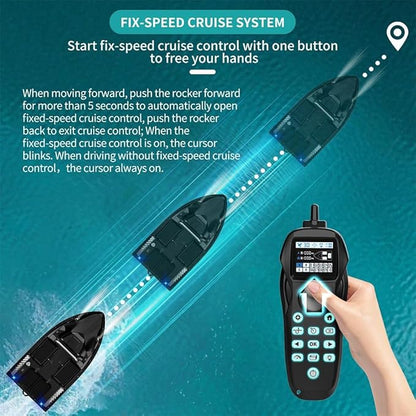 RC Bait Boat for Fishing with 4 Boxes Dual Antena and 18000mAh Battery for 500M Long-Range Bait Boat with LED Light Hook Release High-definition Color Screen Remote Control GPS Positioning