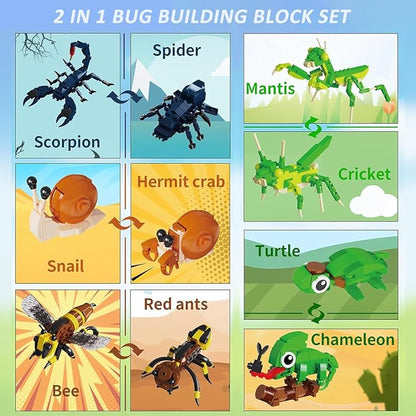 Insects Collection Building Set for Kids 10 Packs Bug Building Blocks Animals Insect Bug Toys Party Favors Ideal Gift for Boys Girls