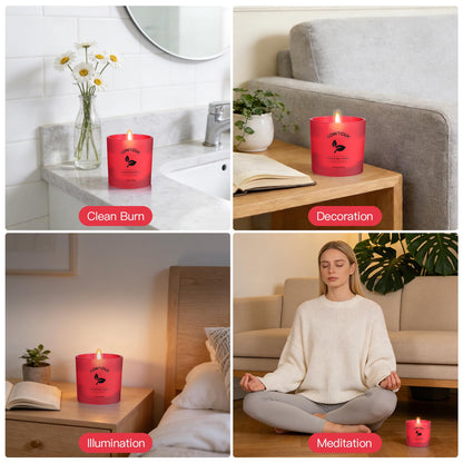 Set of 4 White Unscented Soy Candles, Red Glass Filled Votive Candles, Hand Poured Wax Candle for Home Décor Aromatherapy Spa Holidays Party and Weddings