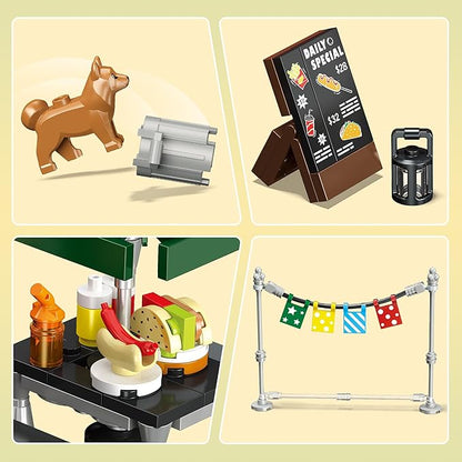 Taco Food Truck Building Set Building Toy Pretend Play Set for Kids Girls and Boys Dining Table &amp Chair Menu Hot Dog Sauces Fun Gift Idea for Birthdays &amp Holidays Friend Building Time